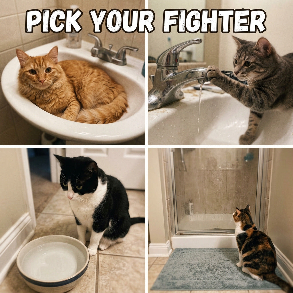Pick your fighter style grid comparing a still bowl to moving water