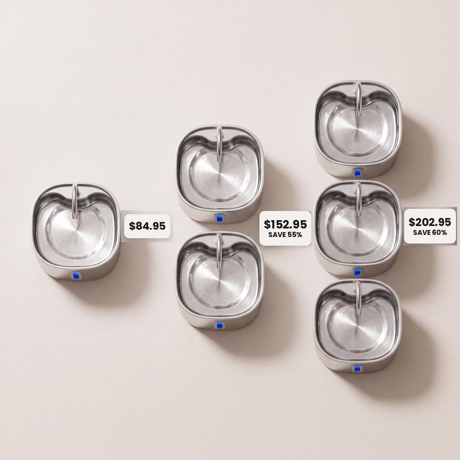 GentleFlow one, two, and three fountain bundle options with pricing